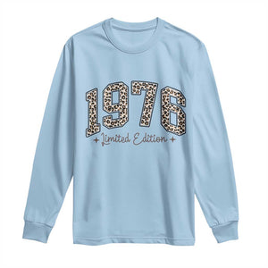 1976 Retro Birthday Long Sleeve Shirt 50 Year Old Leopard 50th Birthday Gifts For Women TS10 Light Blue Print Your Wear