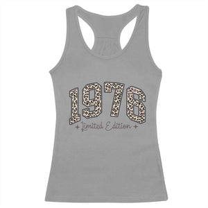 1976 Retro Birthday Racerback Tank Top 50 Year Old Leopard 50th Birthday Gifts For Women TS10 Sport Gray Print Your Wear