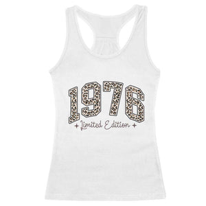 1976 Retro Birthday Racerback Tank Top 50 Year Old Leopard 50th Birthday Gifts For Women TS10 White Print Your Wear