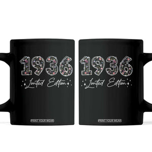 90th Birthday Coffee Mug Floral 1936 90 Year Old Birthday Gifts For Women TS10 Black Print Your Wear