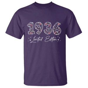 90th Birthday T Shirt Floral 1936 90 Year Old Birthday Gifts For Women TS10 Purple Print Your Wear