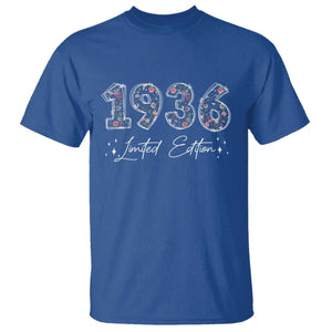 90th Birthday T Shirt Floral 1936 90 Year Old Birthday Gifts For Women TS10 Royal Blue Print Your Wear