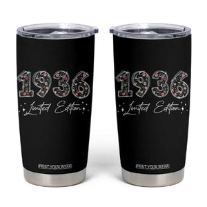 90th Birthday Tumbler Cup Floral 1936 90 Year Old Birthday Gifts For Women TS10 Black Print Your Wear