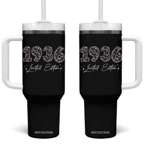 90th Birthday Tumbler With Handle Floral 1936 90 Year Old Birthday Gifts For Women TS10 One Size: 40 oz Black Print Your Wear