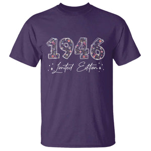 80th Birthday T Shirt Floral 1946 80 Year Old Birthday Gifts For Women TS10 Purple Print Your Wear