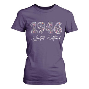 80th Birthday T Shirt For Women Floral 1946 80 Year Old Birthday Gifts For Women TS10 Purple Print Your Wear