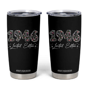 80th Birthday Tumbler Cup Floral 1946 80 Year Old Birthday Gifts For Women TS10 Black Print Your Wear