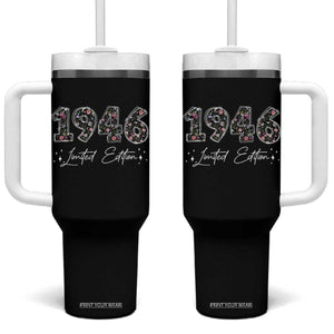 80th Birthday Tumbler With Handle Floral 1946 80 Year Old Birthday Gifts For Women TS10 One Size: 40 oz Black Print Your Wear