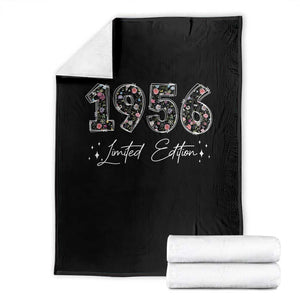70th Birthday Throw Blanket Floral 1956 70 Year Old Birthday Gifts For Women TS10 Black Print Your Wear