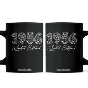 70th Birthday Coffee Mug Floral 1956 70 Year Old Birthday Gifts For Women TS10 Black Print Your Wear