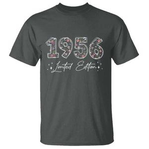 70th Birthday T Shirt Floral 1956 70 Year Old Birthday Gifts For Women TS10 Dark Heather Print Your Wear