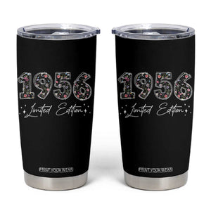 70th Birthday Tumbler Cup Floral 1956 70 Year Old Birthday Gifts For Women TS10 Black Print Your Wear