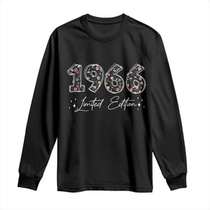 60th Birthday Long Sleeve Shirt Floral 1966 60 Year Old Birthday Gifts For Women TS10 Black Print Your Wear