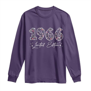 60th Birthday Long Sleeve Shirt Floral 1966 60 Year Old Birthday Gifts For Women TS10 Purple Print Your Wear