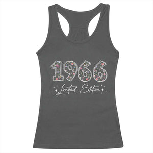 60th Birthday Racerback Tank Top Floral 1966 60 Year Old Birthday Gifts For Women TS10 Dark Heather Print Your Wear
