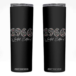 60th Birthday Skinny Tumbler Floral 1966 60 Year Old Birthday Gifts For Women TS10 Black Print Your Wear
