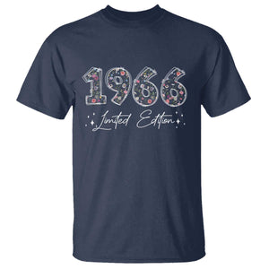 60th Birthday T Shirt Floral 1966 60 Year Old Birthday Gifts For Women TS10 Navy Print Your Wear