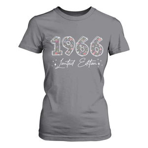 60th Birthday T Shirt For Women Floral 1966 60 Year Old Birthday Gifts For Women TS10 Charcoal Print Your Wear