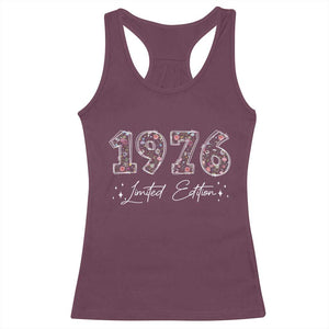 50th Birthday Racerback Tank Top Floral 1976 50 Year Old Birthday Gifts For Women TS10 Maroon Print Your Wear