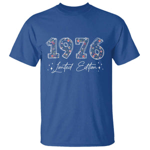 50th Birthday T Shirt Floral 1976 50 Year Old Birthday Gifts For Women TS10 Royal Blue Print Your Wear