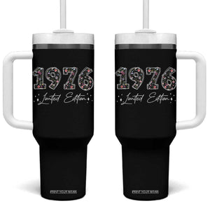 50th Birthday Tumbler With Handle Floral 1976 50 Year Old Birthday Gifts For Women TS10 One Size: 40 oz Black Print Your Wear