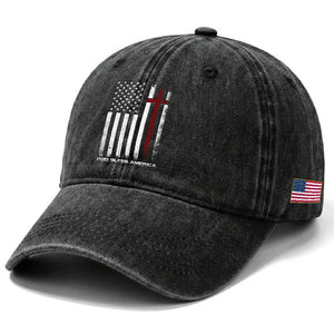 God Bless America Washed Cotton Baseball Cap America Pride USA US Flag Patriotic 4th of July TS10 Print Your Wear