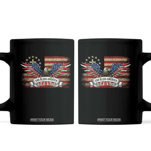 God Bless America Coffee Mug Vintage Eagle Christian Cross Flag 4th Of July TS10 Black Print Your Wear