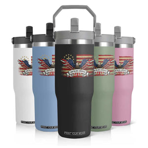 God Bless America Flip Straw Tumbler Vintage Eagle Christian Cross Flag 4th Of July TS10 Print Your Wear