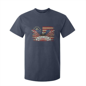 God Bless America T Shirt For Kid Vintage Eagle Christian Cross Flag 4th Of July TS10 Navy Print Your Wear