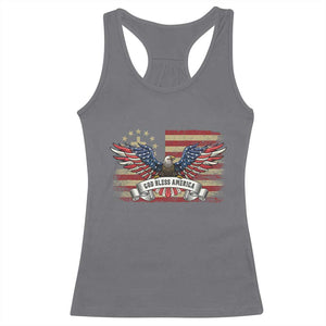 God Bless America Racerback Tank Top Vintage Eagle Christian Cross Flag 4th Of July TS10 Charcoal Print Your Wear