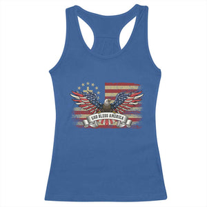God Bless America Racerback Tank Top Vintage Eagle Christian Cross Flag 4th Of July TS10 Royal Blue Print Your Wear