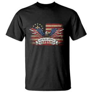 God Bless America T Shirt Vintage Eagle Christian Cross Flag 4th Of July TS10 Black Print Your Wear