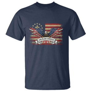 God Bless America T Shirt Vintage Eagle Christian Cross Flag 4th Of July TS10 Navy Print Your Wear