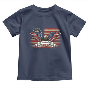 God Bless America Toddler T Shirt Vintage Eagle Christian Cross Flag 4th Of July TS10 Navy Print Your Wear