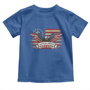 God Bless America Toddler T Shirt Vintage Eagle Christian Cross Flag 4th Of July TS10 Royal Blue Print Your Wear