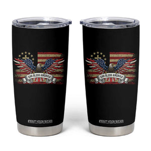 God Bless America Tumbler Cup Vintage Eagle Christian Cross Flag 4th Of July TS10 Black Print Your Wear