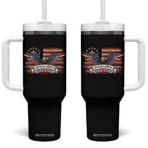 God Bless America Tumbler With Handle Vintage Eagle Christian Cross Flag 4th Of July TS10 One Size: 40 oz Black Print Your Wear