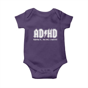 Funny ADHD Baby Onesie Hey Look a Squirrel Rocks Graphic TS10 Purple Print Your Wear
