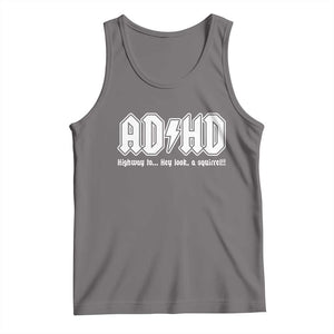 Funny ADHD Tank Top Hey Look a Squirrel Rocks Graphic TS10 Deep Heather Print Your Wear