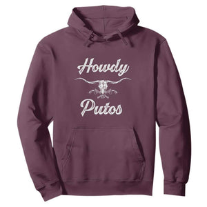 Howdy Putos Hoodie Western Cowboy Skull Outlaw Style TS10 Maroon Print Your Wear