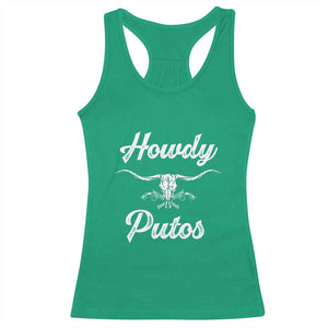 Howdy Putos Racerback Tank Top Western Cowboy Skull Outlaw Style TS10 Irish Green Print Your Wear