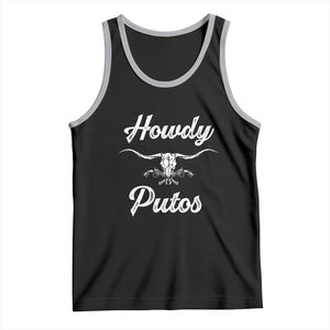 Howdy Putos Tank Top Western Cowboy Skull Outlaw Style TS10 Black Athletic Heather Print Your Wear