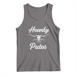 Howdy Putos Tank Top Western Cowboy Skull Outlaw Style TS10 Deep Heather Print Your Wear