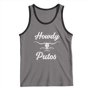 Howdy Putos Tank Top Western Cowboy Skull Outlaw Style TS10 Deep Heather Black Print Your Wear