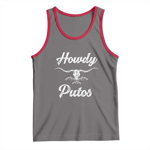 Howdy Putos Tank Top Western Cowboy Skull Outlaw Style TS10 Deep Heather Red Print Your Wear