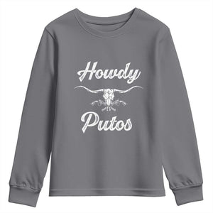 Howdy Putos Youth Sweatshirt Western Cowboy Skull Outlaw Style TS10 Charcoal Print Your Wear