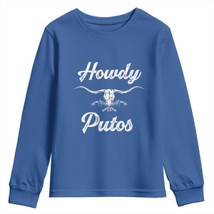 Howdy Putos Youth Sweatshirt Western Cowboy Skull Outlaw Style TS10 Royal Blue Print Your Wear