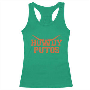 Howdy Putos Racerback Tank Top Funny Western Cowboy Spanish Slang TS10 Irish Green Print Your Wear
