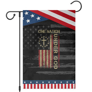 One Nation Under God Garden Flag American Flag 4th Of July Patriotic Christian TS10 Distressed Black Blue Print Your Wear