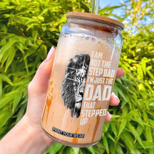 Bonus Dad Glass Can Stepdad Gifts From Stepdaughter Stepson Cross Lion Stepped Up Dad TS10 Black Print Your Wear
